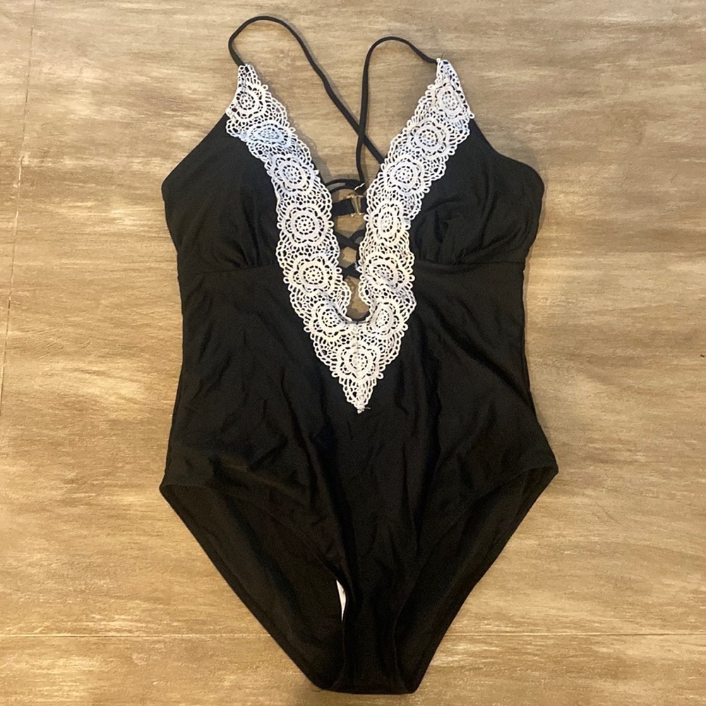 Black lace swimsuit